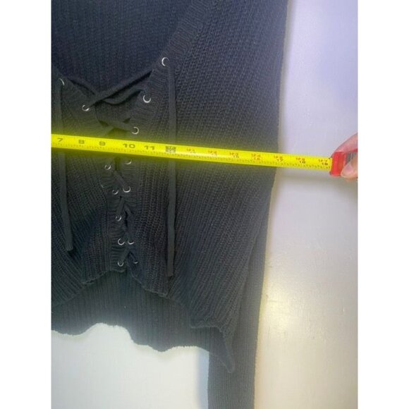 Aeropostale Black Lace-Up Cropped Long Sleeve Knit Sweater Size S - Picture 6 of 8